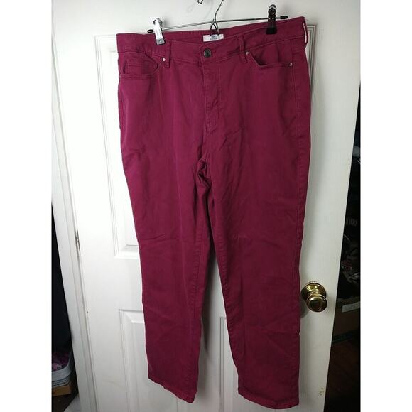 Croft &Barrow Plum Woman 16 Flat Front Casual Straight Leg Zip Button - Picture 1 of 11